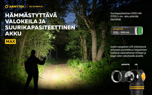 Armytek Elf C2 Max LR USB-C ladattava otsalamppu, 4500 lm