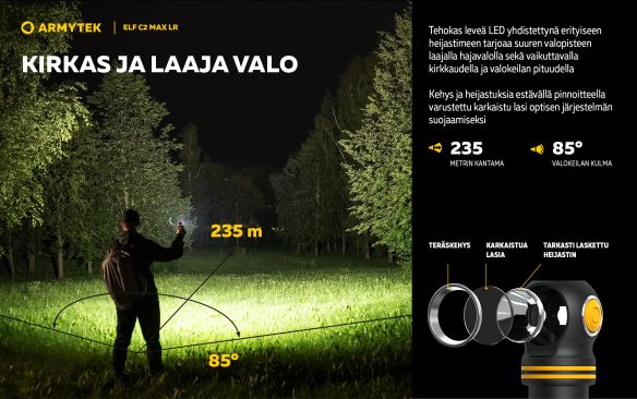 Armytek Elf C2 Max LR USB-C ladattava otsalamppu, 4500 lm