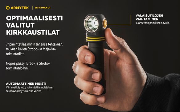 Armytek Elf C2 Max LR USB-C ladattava otsalamppu, 4500 lm