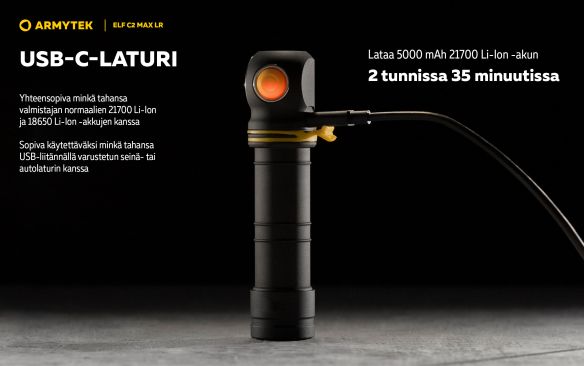 Armytek Elf C2 Max LR USB-C ladattava otsalamppu, 4500 lm