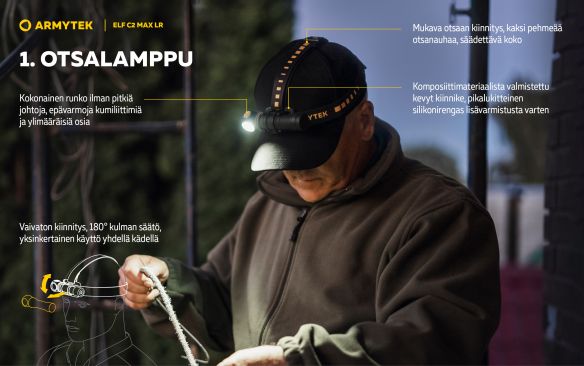Armytek Elf C2 Max LR USB-C ladattava otsalamppu, 4500 lm