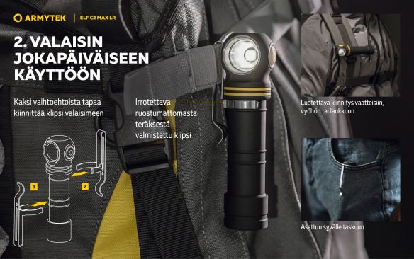 Armytek Elf C2 Max LR USB-C ladattava otsalamppu, 4500 lm