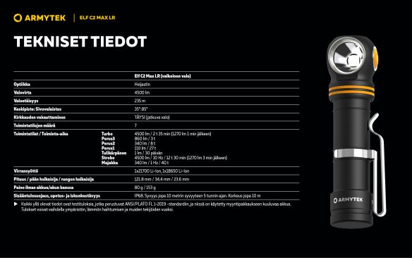 Armytek Elf C2 Max LR USB-C ladattava otsalamppu, 4500 lm