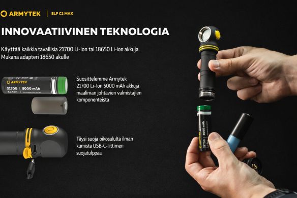 Armytek Elf C2 Max USB-C otsalamppu 4500 akku