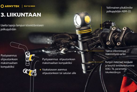 Armytek Elf C2 Max USB-C otsalamppu 4500 lm tankokiinnitys