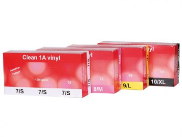 Clean 1A Vinyl kertakäyttöinen vinyylikäsine, puuteriton (100 kpl)