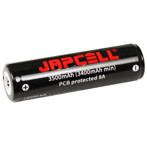 JAPCELL 18650 Li-Ion 3500mAh akku suojapiirillä (Button-Top)