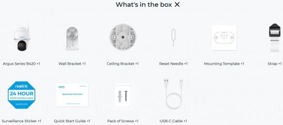 Reolink Argus Series B420 3MP akkukäyttöinen WiFi kamera ulkokäyttöön (Argus PT Lite) + 64GB muistikortti