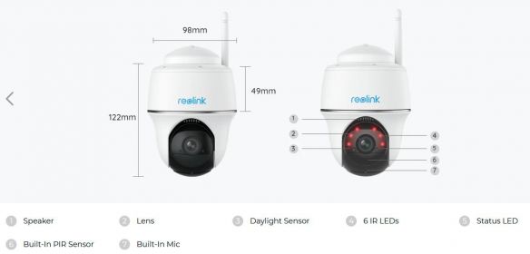Reolink Argus Series B420 3MP akkukäyttöinen WiFi kamera ulkokäyttöön (Argus PT Lite) + 64GB muistikortti