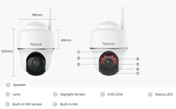 Reolink Argus PT Lite 3MP valvontakamera osat