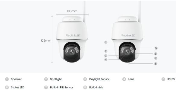 Reolink Argus PT Ultra 8MP akkukäyttöinen WiFi valvontakameran speksit
