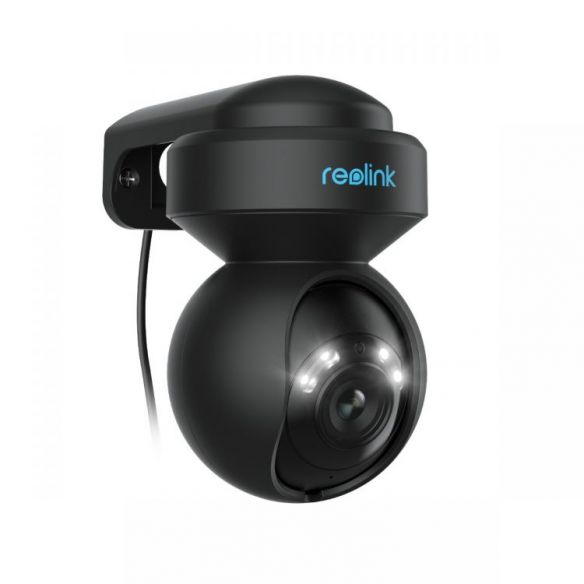 Reolink E1 Outdoor 5MP PTZ Auto Tracking AI WiFi kamera LED-kohdevaloilla (musta) + 64GB muistikortti