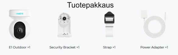 Reolink E1 Outdoor valvontakamera tuotepakkaus