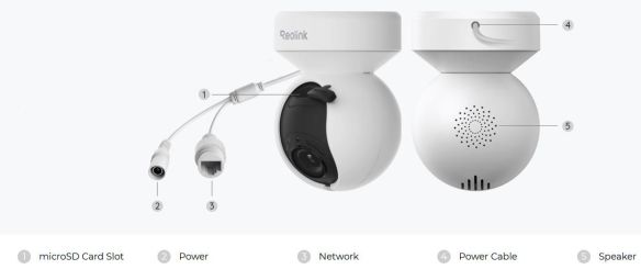 Reolink E1 Outdoor 5MP PTZ AI WiFi kamera LED-kohdevaloilla (valkoinen)