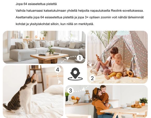 Reolink E Series E340 5MP PTZ Wifi valvontakamera valvontapisteet