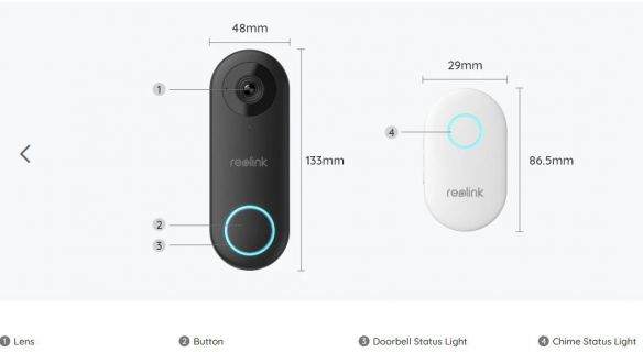 Reolink Video Doorbell WiFi 5MP älykäs ovikellokamera soittokellolla + 64GB muistikortti
