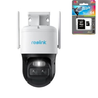 Reolink TrackMix WiFi akkukäyttöinen 4MP PTZ Auto Tracking AI kamera ulkokäyttöön + 64GB muistikortti