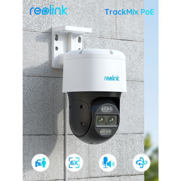 Reolink TrackMix PoE 8MP PTZ Auto Tracking AI kamera ulkokäyttöön + 64GB muistikortti