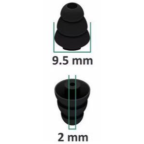 Kolmiosaoiset silikoniset vaihtotulpat mitat